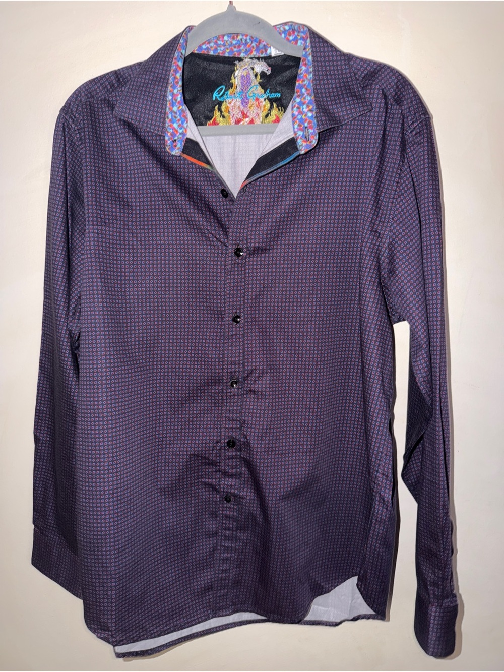 Robert Graham Classic Fit Embroidered Street Scene Flip Cuff Button Down XL